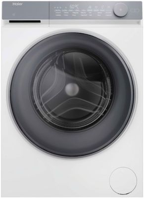 Пральна машина Haier фронтальна, 9кг, 1400, B, 45.2см, дисплей, пара, інвертор, люк сірий, прямий пр