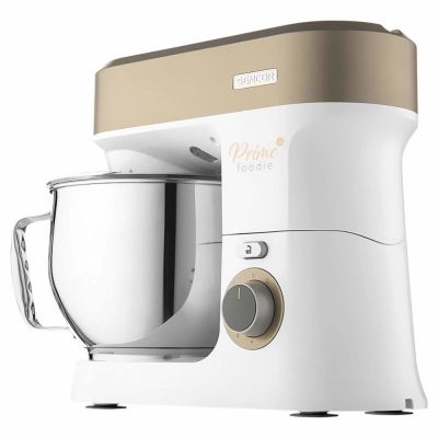 Кухонна машина Sencor 1200Вт, чаша-метал, корпус-пластик, насадок-19, коричнево-білий
