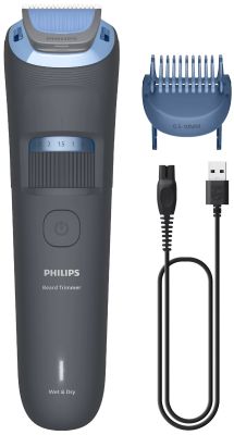 Тример Philips Series 3000, для бороди і вусів, акум., сталь, синій