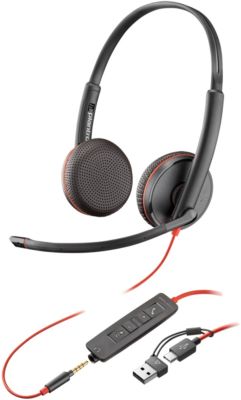 Гарнітура комп'ютерна стерео On-ear Poly Blackwire 3225, USB-A, USB-C, 3.5 мм, всеспрямований, чорни