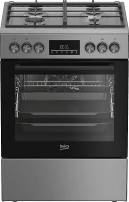 Плита Beko комбінована, 72л, 60x60см, конвекція, дисплей, телескопічна направляюча, нержавіюча сталь