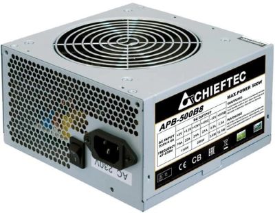 Блок живлення CHIEFTEC Value  (500W), >80%, 80+ White(230V Only), 120мм, 1xMB 24pin(20+4), 1xCPU 8pi