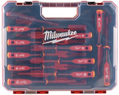 Викрутки Milwaukee діелектричні, SL,PH,PZ,TX, тестер, кейс, набір 12шт