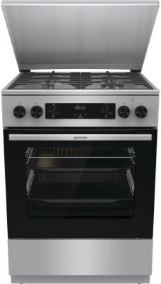 Плита Gorenje комбінована, 71л, 60x60см, дисплей, чавун,з кришкою, програматор IconLed,нерж