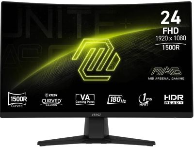 Монітор MSI 23.6" MAG 242C HDMI, DP, Audio, IPS, 180Hz, 1ms, sRGB 115%, CURVED, FreeSync