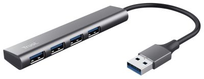 Хаб Trust Halyx USB-A > 4xUSB-А 3.2, Алюміній, 0.1м, Сірий
