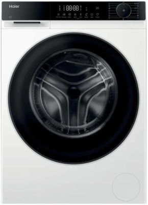 Пральна машина Haier фронтальна, 10кг, 1400, A, 52см, дисплей, пара, інвертор, люк чорний, білий