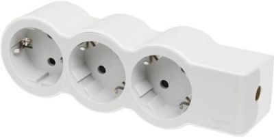 Подовжувач мережевий Legrand стандарт, без кабелю, 3xТипF, 16A, біло-сірий
