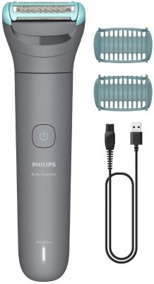 Тример Philips Series 3000, для тіла, акум., насадок-2, сталь, сірий
