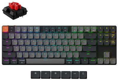 Keychron Клавиатура механическая K1 V6 87Key, K pro Red, USB-A, QMK, EN/RU, RGB, черный
