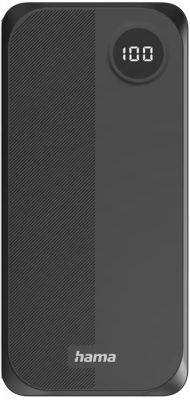 Акумулятор портативний літій-іонний Power Bank Hama 20000 мА·год, 2хUSB-C/USB-A, black