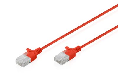 Патч-корд DIGITUS CAT 6 U-UTP Sliim, 1.5м, AWG 32/7, Cu, LSZH, чевоний