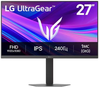Монітор LG 27" 27G440A-B 2xHDMI, DP, Audio, IPS, 240Hz, 1ms, sRGB 99%, G-SYNC, FreeSync, Pivot, HDR1