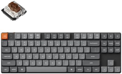Keychron Mechanical keyboard K1 Max 84 keys, Gateron Brown, WL/BT/USB-A, RGB, black