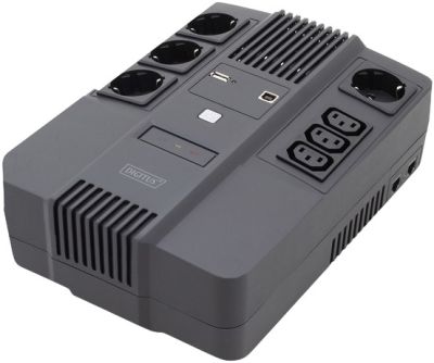 Джерело безперебійного живлення DIGITUS 800VA/480W, LED, RJ45, USB, 4xSchuko+3xC13