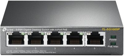 Комутатор TP-LINK TL-SG1005P 5xGE (4xPoE), 56Вт, Некерований