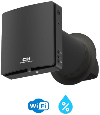Рекуператор Cooper&amp;Hunter Easy Vent 60м3/г  Wi-Fi  датчик вологості чорний