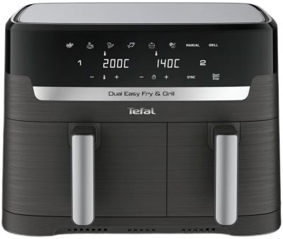 Мультипіч Tefal Dual EasyFry&amp;Grill AirFryer, 2700Вт, чаша-5.2+3.1л, сенсорне керув., 2 чаши, гриль,
