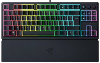 Клавіатура мембранна Razer Ornata V3 TKL 84key, Mecha-Membrane Switch, USB-A, EN/UK, RGB, чорний