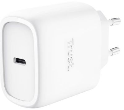 Зарядний пристрій мережевий Trust Maxo 45Вт, GaN, USB-C PD/PPS, білий