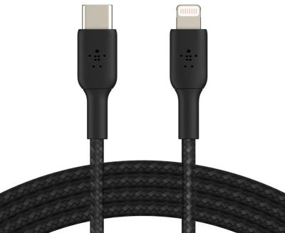 Кабель Belkin USB-C > Lightning заряджання/синхронізації 30Вт PD, 1м, плетений, чорний