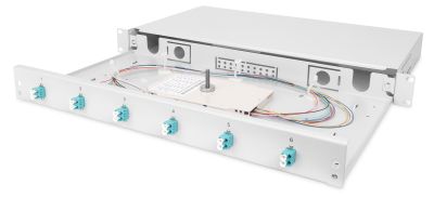 Оптична панель DIGITUS 19' 1U, 6xLC duplex, incl, Splice Cass, OM3 Color Pigtails, Adapter