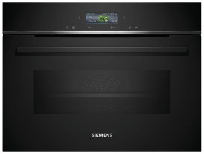 Духова шафа Siemens електрична компактна, 45л, A, дисплей, конвекція, ф-ція мікрохвиль, чорний