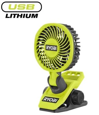 Вентилятор акумуляторний кліпса Ryobi USB Lithium RCF4-0 4В 3800об/хв обертання 325° поворот 180° 2