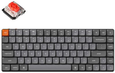 Keychron Клавиатура механическая K3 Max 84Key, K pro Red, USB-A, QMK, EN/RU, White led, черный
