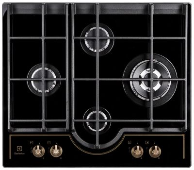 Варильна поверхня Electrolux газова на склі Rococo, 60см, чавун, чорний