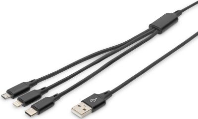 Кабель DIGITUS USB-A > Lightning/USB-С/micro USB, мультизарядний 3-в-1, заряджання/синхронізація 1м,