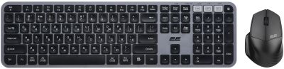 Комплект клавіатура та миша 2E MK440 WL/BT, EN/UK, сіро-чорний
