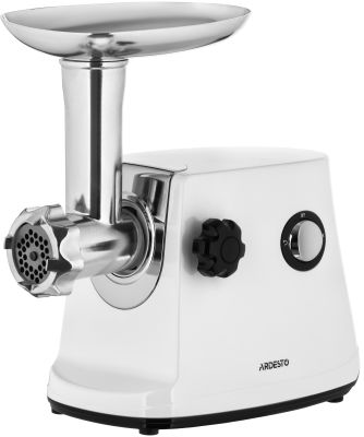 М'ясорубка ARDESTO, 1600Вт, 1.6кг/хв, 3 решітки, насадка для ковбас, кеббе, 3 терки, пластик, біло-с