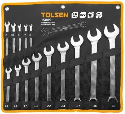 Ключі комбіновані Tolsen Профі, 6-32мм, CrV набір 14шт