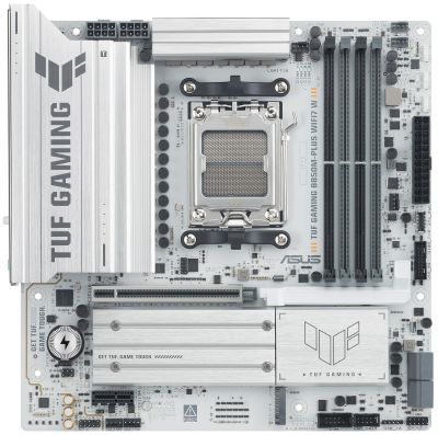 Материнcька плата ASUS TUF GAMING B850M-PLUS WIFI7 W sAM5 B850 4xDDR5 M.2 HDMI DP Wi-Fi BT mATX біли