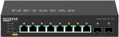 Комутатор NETGEAR M4250-8G2XF-PoE+ (GSM4210PX), 8xGE PoE, 2xSFP+, 220Вт, AV Line, Керований L2