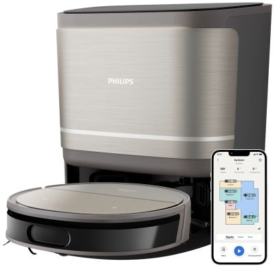 Робот-пилосос Philips Series 9000, h=9.8см, вологе прибирання, конт пил -0.21л, вода -0.22л, автон.