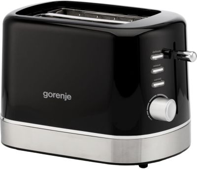 Тостер Gorenje 850Вт, підігрів, розморожування, пластик, чорний