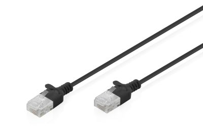 Патч-корд DIGITUS CAT 6 U-UTP Sliim, 3 м, AWG 32/7, Cu, LSZH, чорний