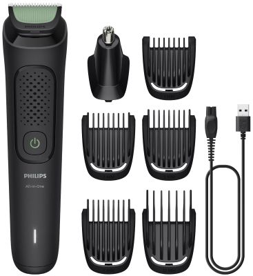 Тример Philips All-in-One Trimmer 3000 Series, для обличчя, голови, носа, акум., насадок-7, сталь, ч