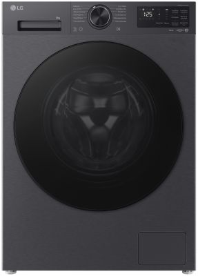 Стиральная машина LG фронтальная, 8кг, 1200, A, 48см, дисплей, пар, инвертор, чорний матовий