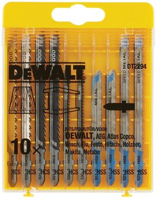 Полотно пиляльне для електролобзика DeWalt по дереву та металу, набір 10шт