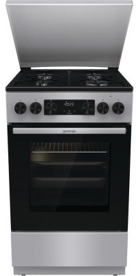 Плита Gorenje комбінована, 70л, 50x60см, металева кришка, дисплей, IconLed, емальовані, сірий