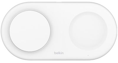 Зарядний пристрій бездротовий Belkin 2в1 15Вт Pad Qi2, білий