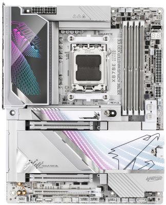 Материнська плата GIGABYTE X870E A MASTER X3D ICE sAM5 X870 4xDDR5 M.2 Wi-Fi BT HDMI DP ATX