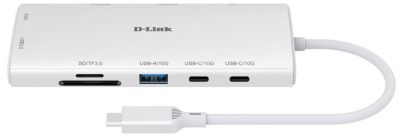 USB-С Хаб D-Link DUP-A01 10in1  2xHDMI, 1xGE, 2xUSB-C, 1xUSB-A 3.1, 1xUSB-A 3.0, 1xSD, 1xmicroSD, 1x