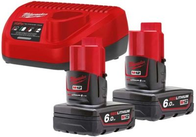 Набір акумулятора та зарядного пристрою Milwaukee NRG-602 12В 2х6А·год Redlithium M12 ЗП С12C