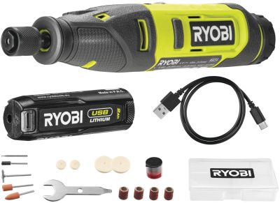 Шліфмашина шліфувально-гравірувальна акумуляторна Ryobi USB Lithium RRT4-120GA15 4В 1х2А·год 15 аксе