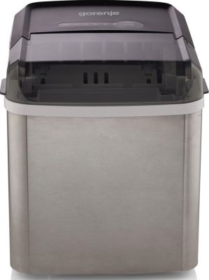 Льодогенератор побутовий Gorenje, 12кг/добу, 1,3л, дисплей, сріблясто - чорний