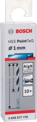 Свердло по металу Bosch Professional HSS-PointTeQ, 1х12х34мм, 10шт